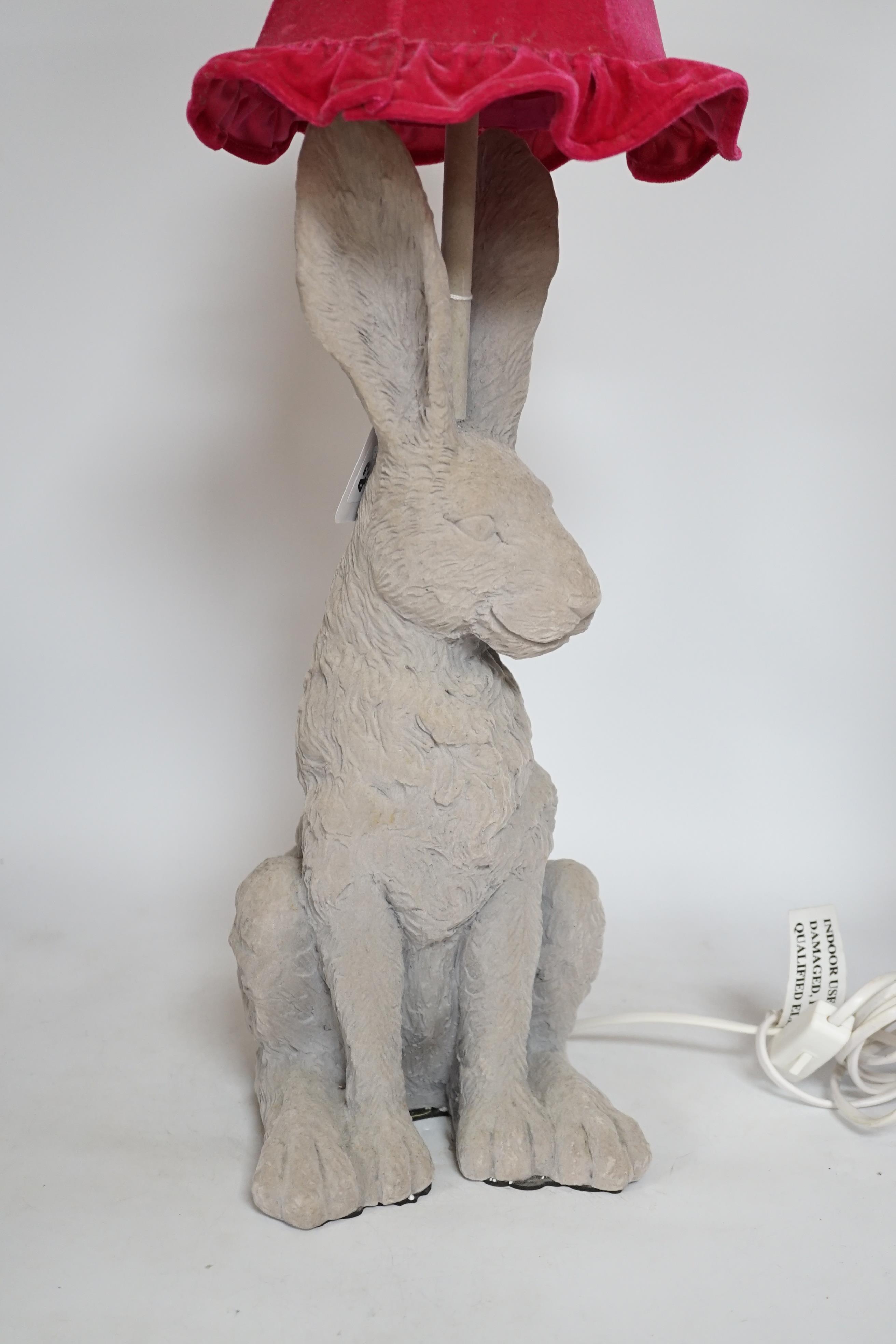 A modern novelty table lamp in the form of a hare, 58cm high